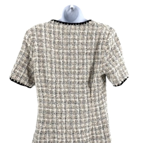 Pomander Place NEW White Tweed Retro Josephine Mini Dress in White Black Size M - Picture 10 of 14